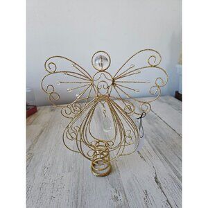 Pier 1 glitter Angel tree topper mini beaded gold never used Crystal